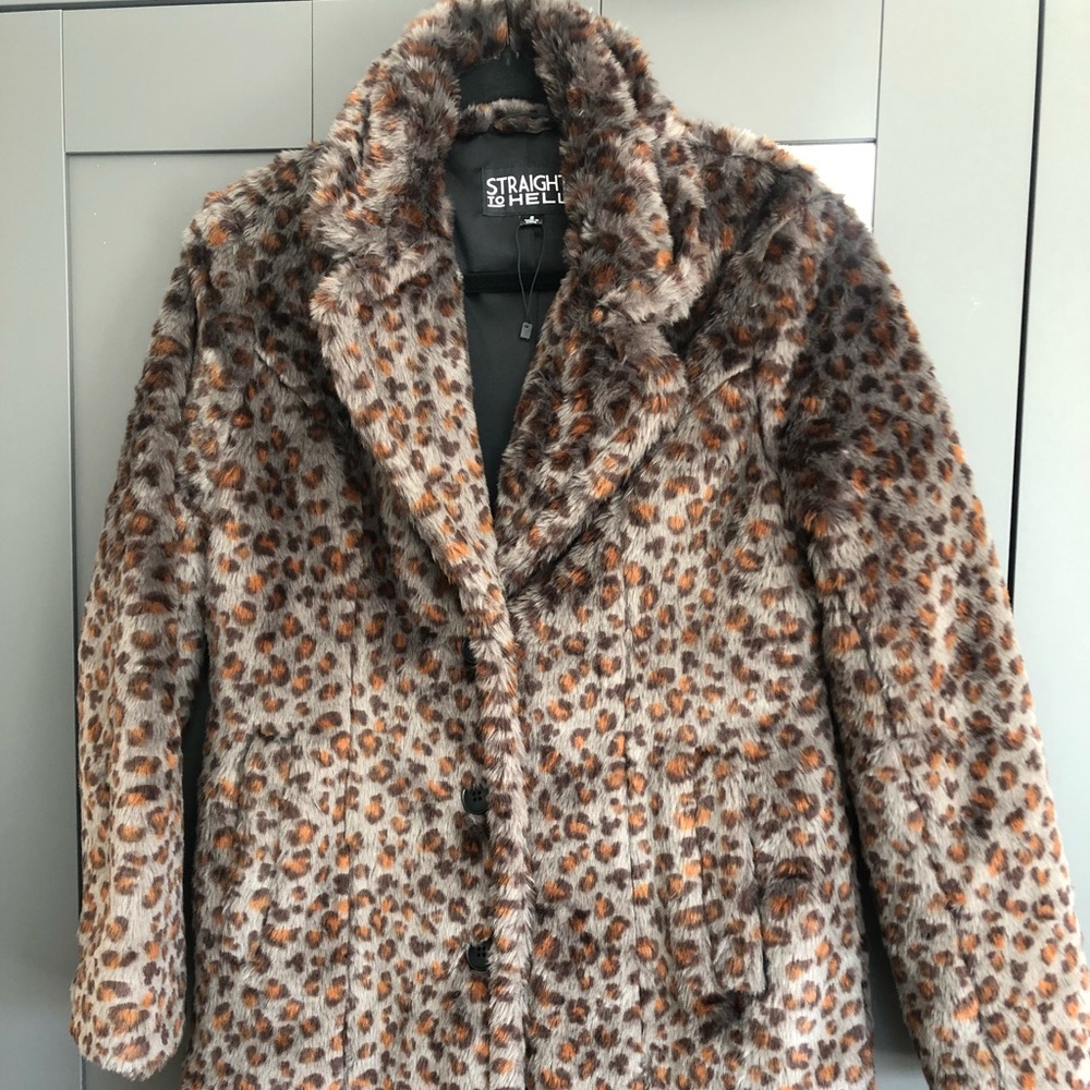 Straight To Hell Wanda Gray and Black Faux Fur Coat